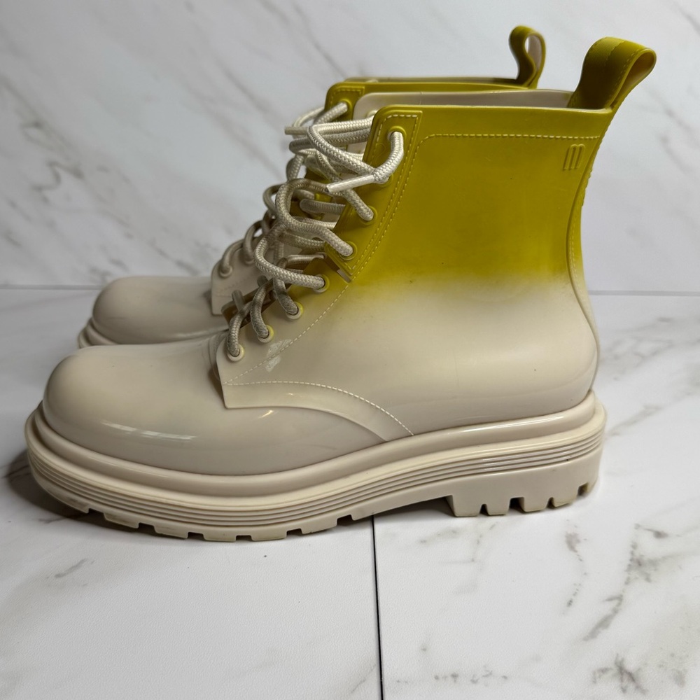 Melissa Coturno Jelly Combat Boots Yellow Ombre - Picture 2 of 10